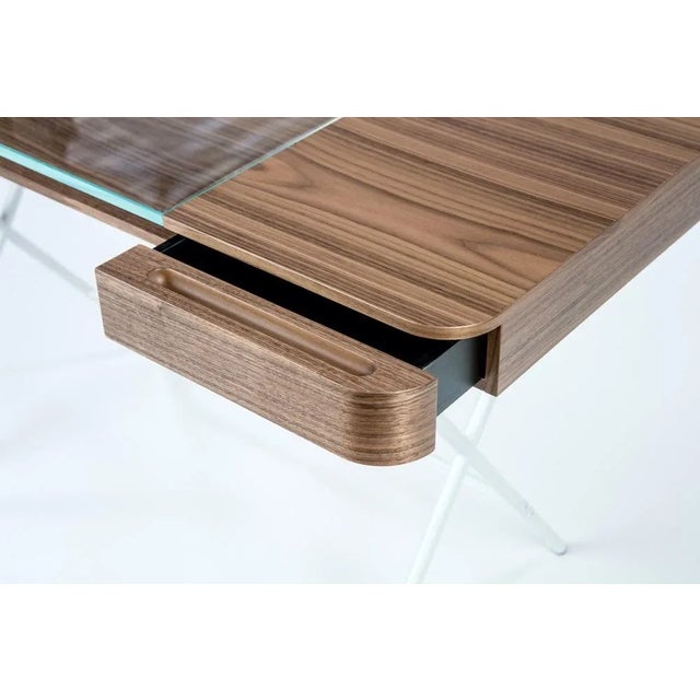 Early 21st Century Cosimo Desk with Walnut Veneer and Glass Top by Marco Zanuso Jr. for Adentro For Sale - Image 5 of 9