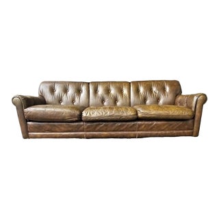 Late 20th Century Vintage Brown Leather Chesterfield Sofa For Sale