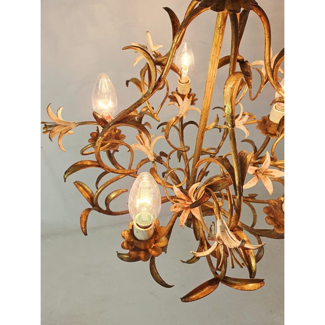 Mid-Century Italian Tole Chandelier, 1950s For Sale - Image 11 of 16