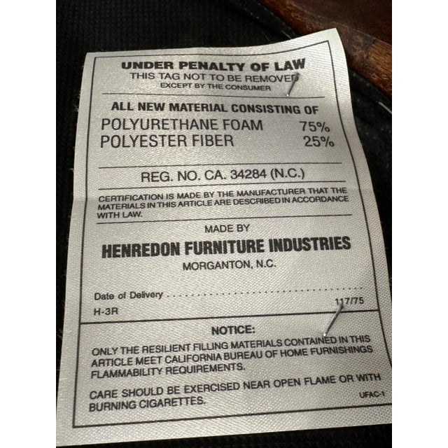 Henredon Furniture Green Leather Side Chairs With Multi-Patterned Striped Upholstered Backs- Set of 8 For Sale - Image 9 of 12