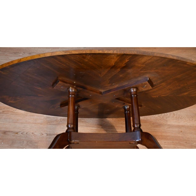 1940s English Regency Style Walnut Banded Satinwood Oval Top Coffee Table For Sale - Image 14 of 14