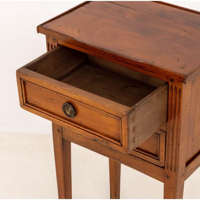 Wood Louis XVI Style Fruitwood Bedside Tables, Pair For Sale - Image 7 of 8