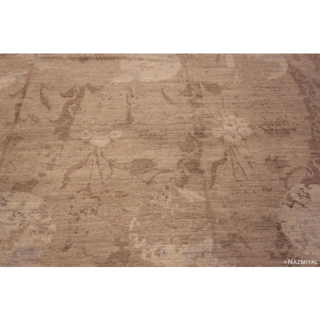 Asian Handmade Modern Neutral Brown Pomegranate Design Wool Area Rug For Sale - Image 3 of 7
