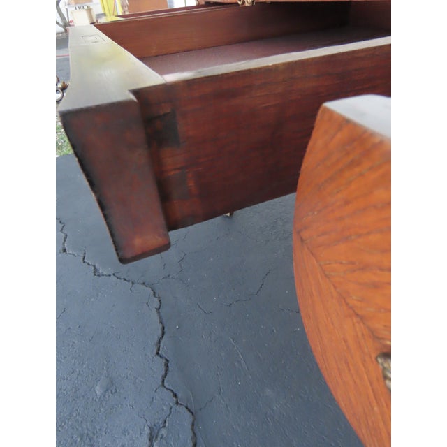 French Late 1800s Large Inlay Leather Top Partner Extension Desk 6431 For Sale In Miami - Image 6 of 18