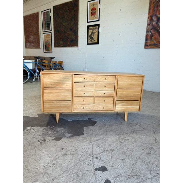 Wood Newly Refinished Vintage Blonde 9-Drawer Lowboy Dresser For Sale - Image 7 of 7
