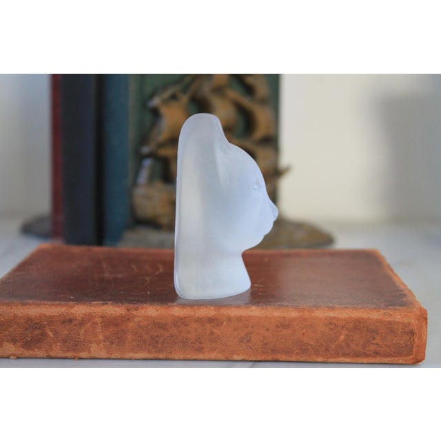 Mid 20th Century Vintage "Nybro" Sweden Crystal Glass Paperweight Cat Bust For Sale - Image 5 of 6