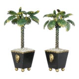 Pair of Vintage Hollywood Palm Beach Regency Tole Topiaries For Sale
