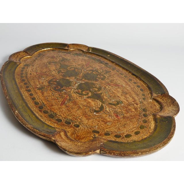 Gold Mid-Century Florentine Rococo Scalloped Giltwood Tray, Italy, 1950s For Sale - Image 8 of 12