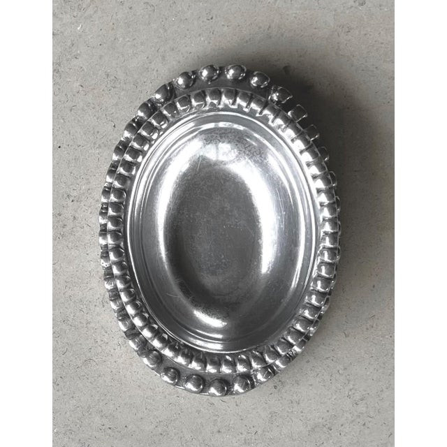 Circa 1980 Beaded Rim Byzantine-Inspired Mexican Pewter Oval Bowl & Underplate Set For Sale - Image 12 of 18