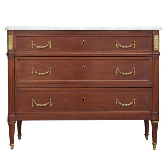 Burgundy Louis XVI Style Neoclassical Commode by Maison Jansen For Sale - Image 8 of 8