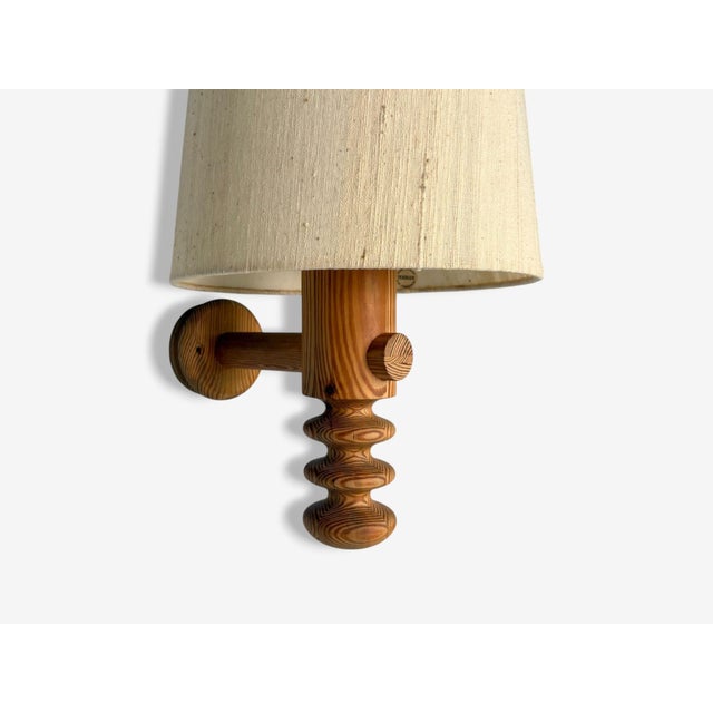 Uno Kristiansson, Swedish Modern, Pine, Fabric, Wall Sconce, Sweden, 1970s For Sale In New York - Image 6 of 8