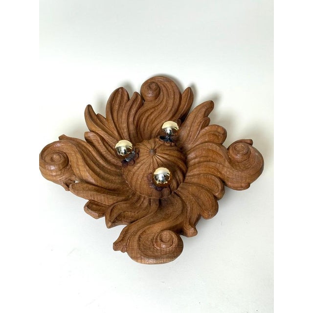 Baroque Carved Wood Ceiling or Wall Light, Tyrol, 1950s For Sale - Image 10 of 12