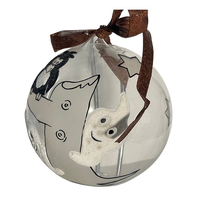 1970s Jumbo Halloween Blown Glass Handpainted Ornament For Sale