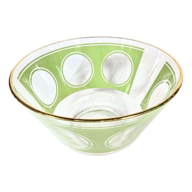 Mid-Century Modern Gold Rimmed Avocado Bowl For Sale