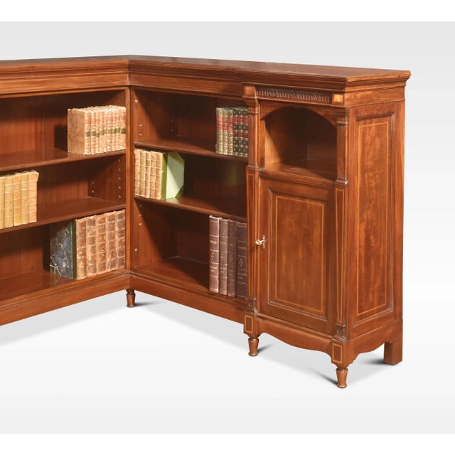 Wood Mahogany Inlaid Corner Open Bookcase, 1890s For Sale - Image 7 of 9