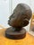 Hand carved head of a boy, African figure in dark wood with 1” thick wooden standing base Expressive Outsider art, folk...