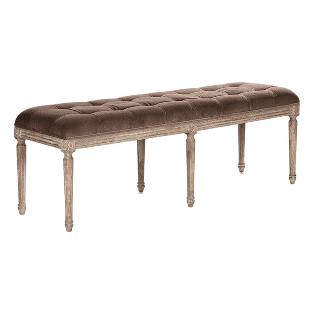 Louis Tufted Bench - Brown Velvet For Sale