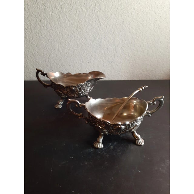 1920s Vintage Condisco Ep Antimony Open Sugar & Creamer Set- 3 Pieces For Sale - Image 4 of 7