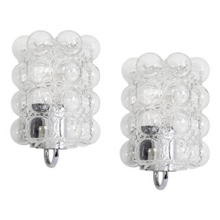 Amber Bubble Glass Sconces by Helena Tynell for Limburg, Germany, 1960s, Set of 2 For Sale