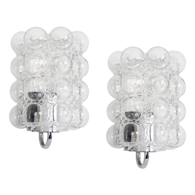 Amber Bubble Glass Sconces by Helena Tynell for Limburg, Germany, 1960s, Set of 2 For Sale