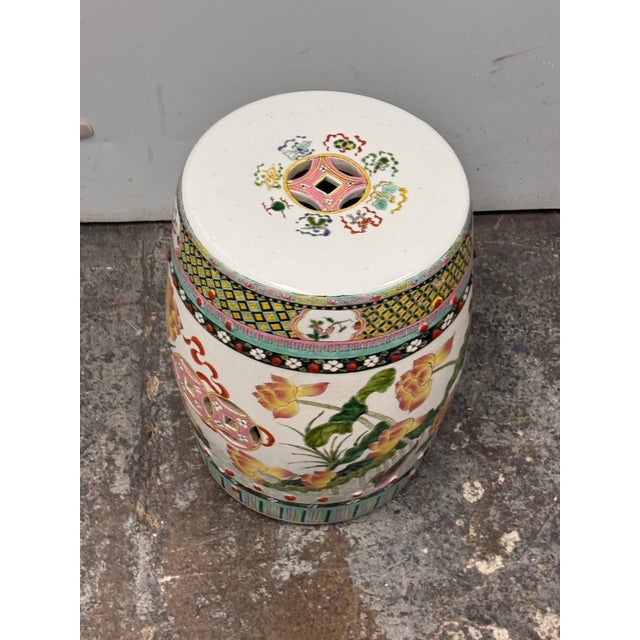 Chinese Famille Rose Ceramic Garden Stool, Vintage For Sale - Image 11 of 12