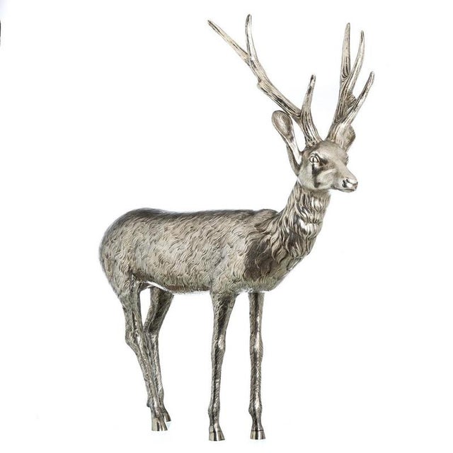 Large Silver Deer Sculpture, 20th Century For Sale - Image 5 of 6