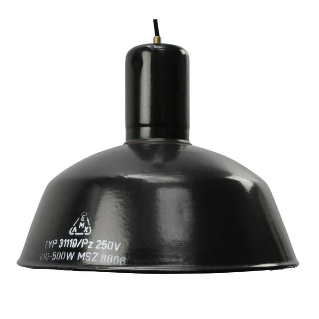 Vintage Industrial Pendant Light in Black Enamel For Sale - Image 5 of 5
