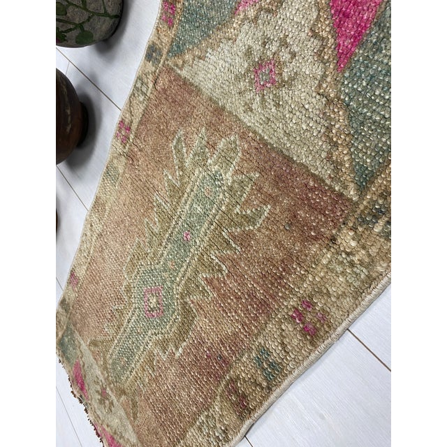 1960s Small Oushak Floral Carpet For Sale - Image 5 of 5