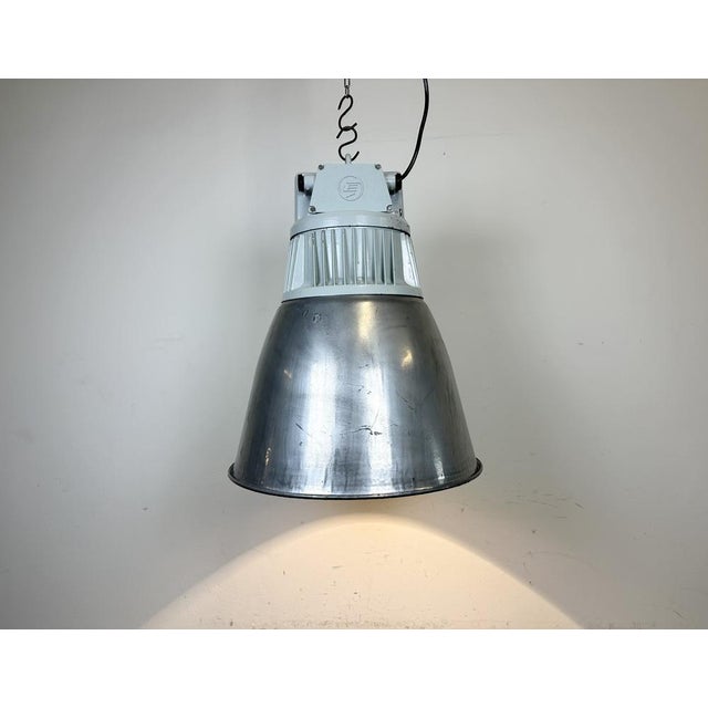 Vintage Industrial Factory Pendant Lamp in Silver from Elektrosvit, 1960s For Sale - Image 16 of 18