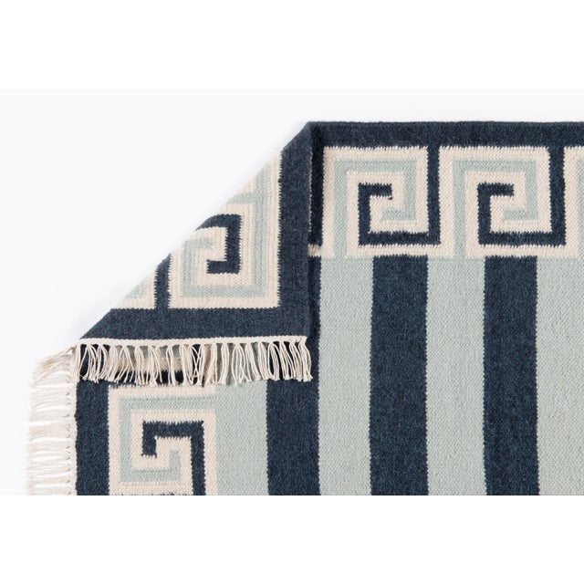 Not Yet Made - Made To Order Part & Parcel Goods Wool Stripe Rug, 9' x 12', Sky Blue, Navy and Eggshell For Sale - Image 5 of 6