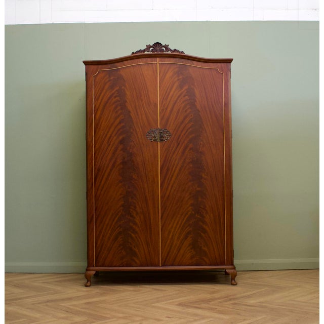 Vintage Queen Ann Style Wardrobe, 1950s For Sale - Image 4 of 12