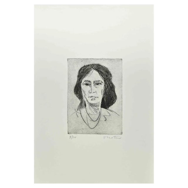 Enotrio Pugliese, Woman, Etching, 1963 For Sale