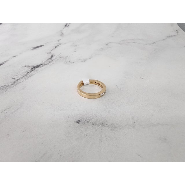 Princess Cut Diamond Wedding Band 14k Yellow Gold, Size 5.5 For Sale - Image 4 of 5