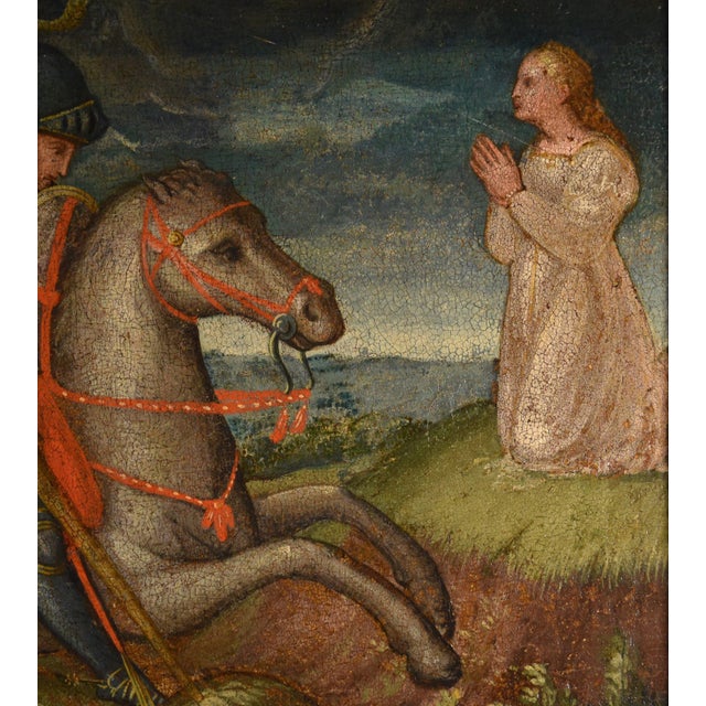 Alessio Baldovinetti Cerchia, Saint George and the Dragon, 1490, Oil on Panel, Framed For Sale - Image 12 of 14