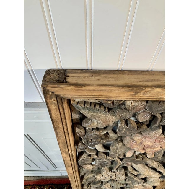 Brown 19th Century Antique Chinese Hanging Carved Wood Panels—A Pair For Sale - Image 8 of 9