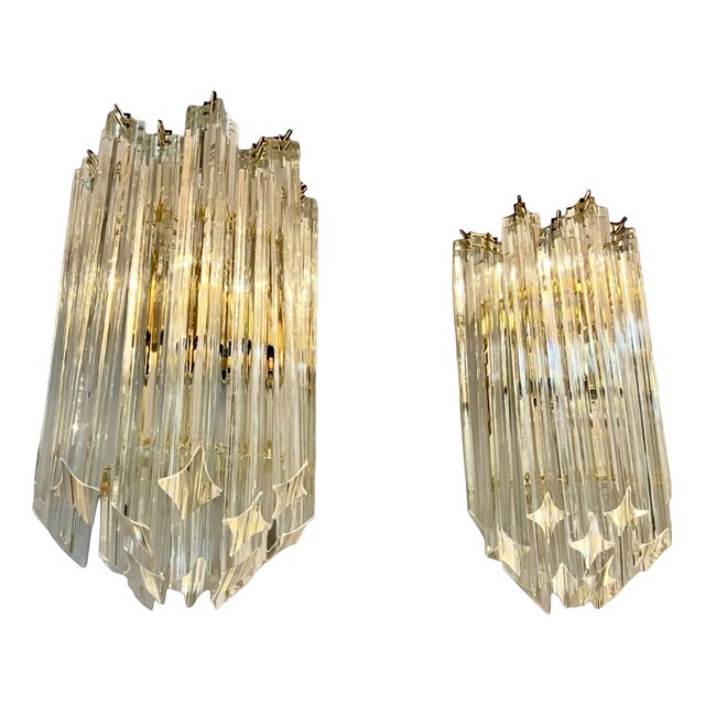 Vintage Crystal Wall Lamps by Paolo Venini for Novaresi, 1950s, Set of 2 For Sale
