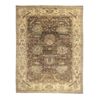 Vintage Indian Oushak Rug, 09'01 X 11'09 For Sale