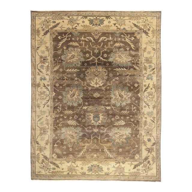 Vintage Indian Oushak Rug, 09'01 X 11'09 For Sale