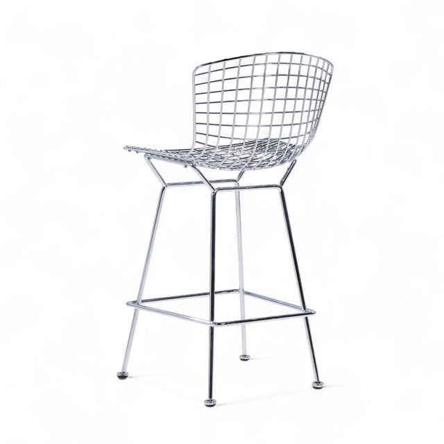 Harry Bertoia for Knoll Mid Century Chrome Counter Stools - Pair For Sale In Chicago - Image 6 of 13