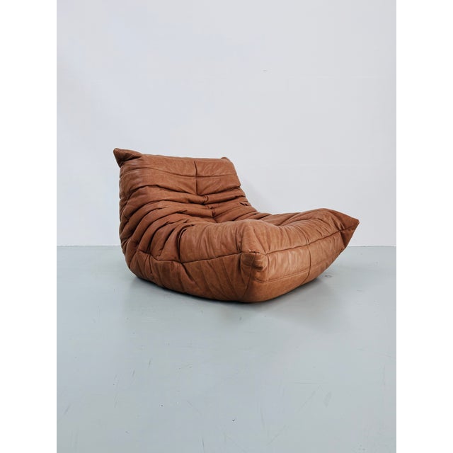 Vintage Togo Lounge Chair in Cognac Leather by Michel Ducaroy for Ligne Roset For Sale - Image 5 of 11