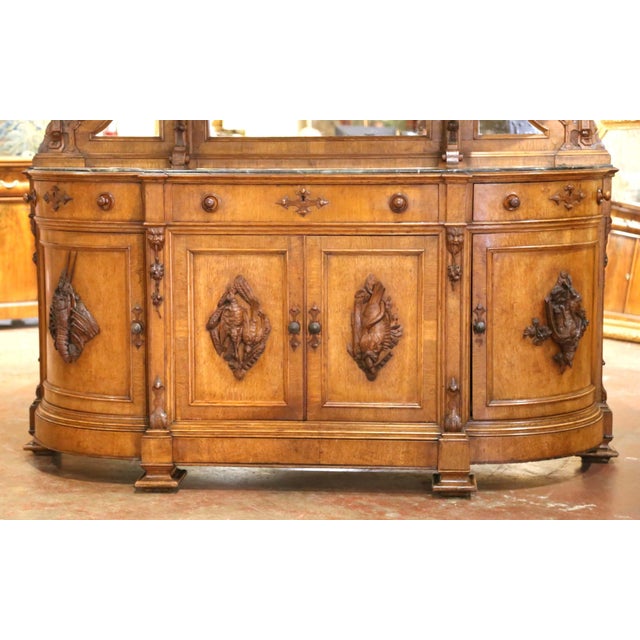 Late 19th Century 19th Century French Saint Hubert Carved Oak Hunt Buffet With Marble Top For Sale - Image 5 of 16