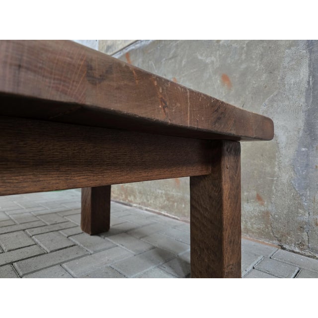 Large Mid-Century Modern Square Oak Coffee Table, 1970s For Sale - Image 9 of 13