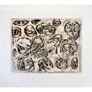 Masks - Original Lithograph by Renzo Bussotti - 1963 1963 For Sale