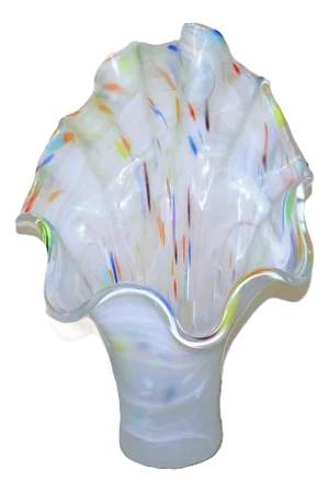 Large 18" Italian Murano Vase Mid Century Modern "Confetti" White Glass - #2