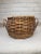 Vintage Rattan Split Cane Double Handled Basket Hand Made For Sale - Image 4 of 9