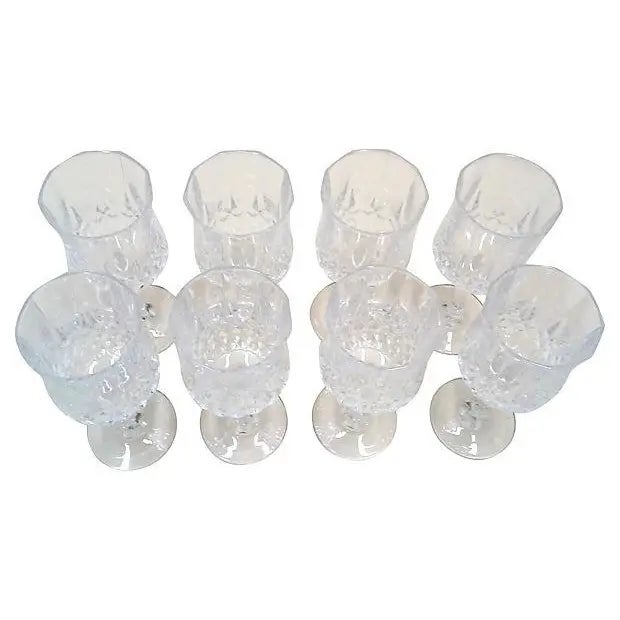 1980s Vintage French Crystal Wine Glasses, Set of Eight For Sale - Image 5 of 5