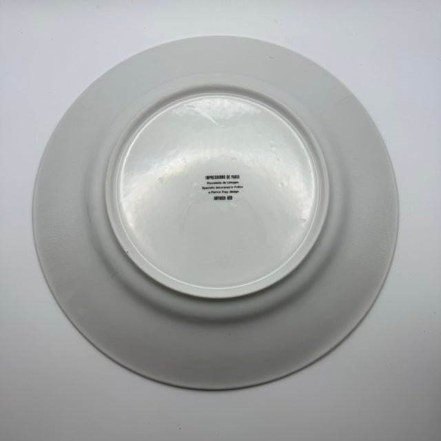 1980s Impressions De Paris Limoges Antioch Red Plate Patrick Frey Floral France For Sale In Miami - Image 6 of 10