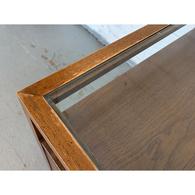 Brown Mid 20th Century Cane and Glass Top End Tables For Sale - Image 8 of 10