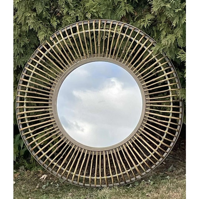 Sunburst Bamboo Mirror in the Style of Franco Albini (Designer) For Sale - Image 12 of 16