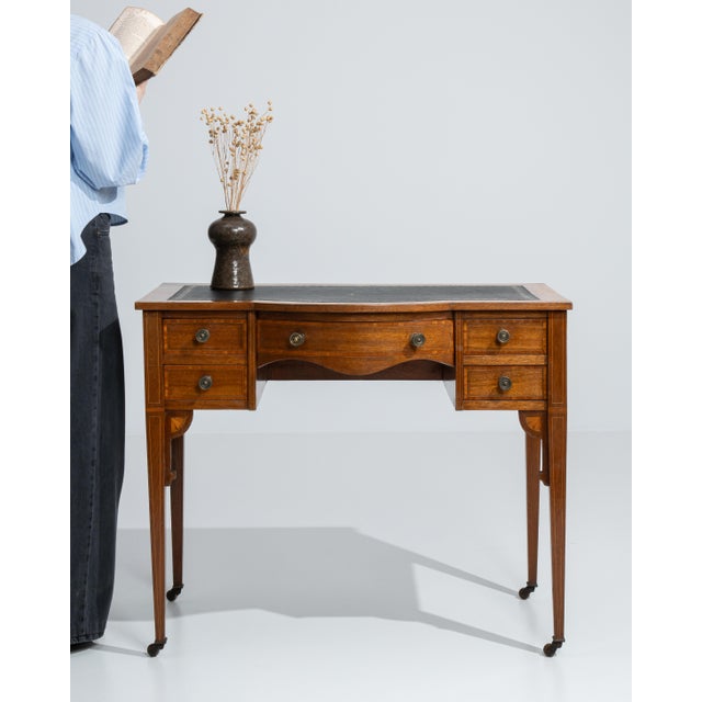 19th Century Edwardian Desk With Leather Top For Sale - Image 9 of 13